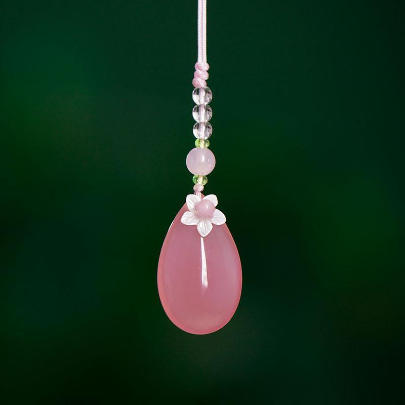 粉紫玉髓手机挂绳水滴挂件转运手机链挂饰玉石吊坠挂坠精致女款
