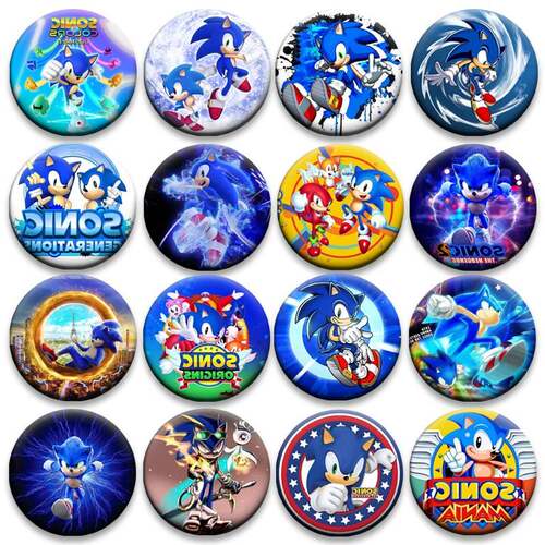 音速小子刺猬索尼克58mm徽章游戏周边胸章圆形卡通吧唧挂件收藏