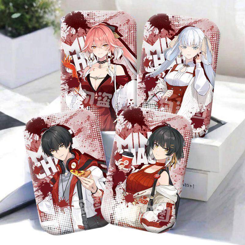 长离漂泊者今汐鸣潮联动方形双闪吧唧谷子徽章装饰收藏胸针