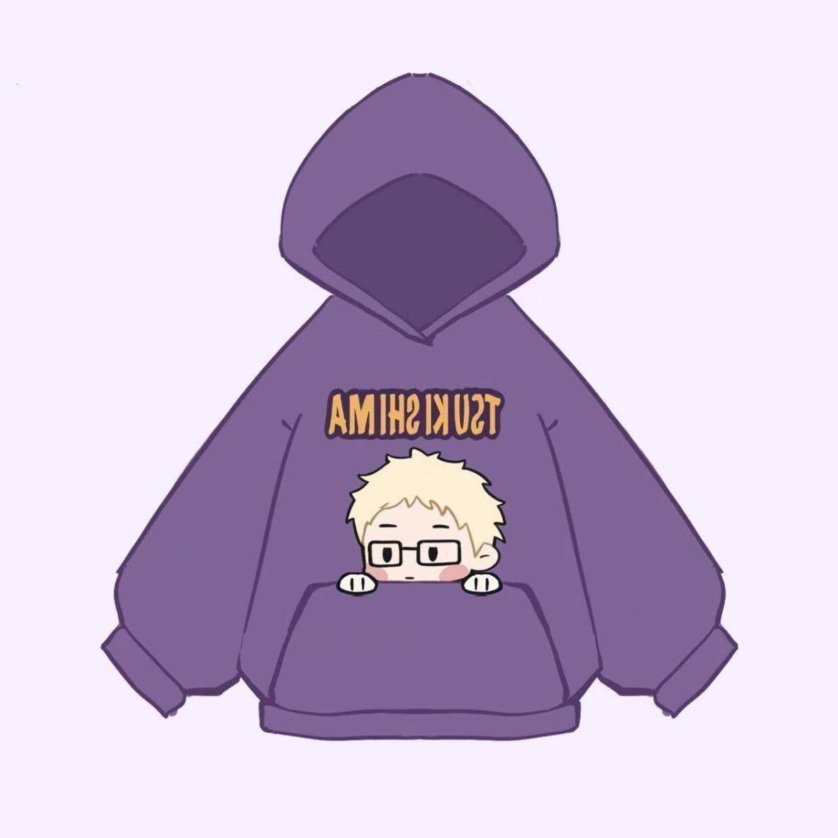 2025秋冬新款月岛莹卡通萌感卫衣排球少年上衣情侣装连帽加绒加厚