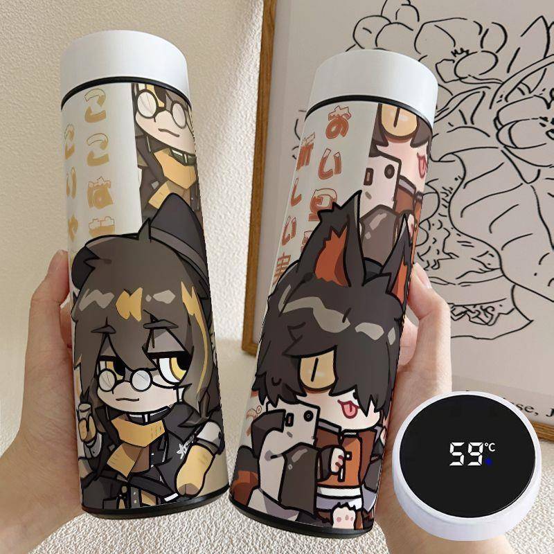 新款明日方舟阿老鲤智能保温杯大容量不锈钢便携高颜值测温度显示