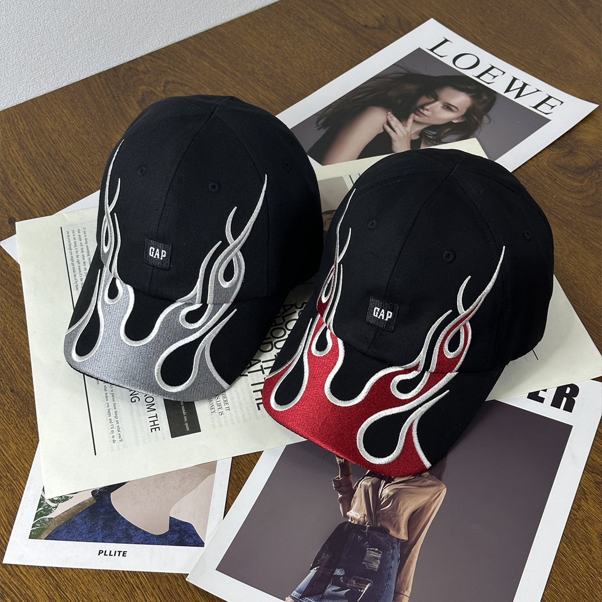 Kanye侃爷同款帽子火焰鸭舌帽显脸小夏季百搭棒球帽男女个性嘻哈