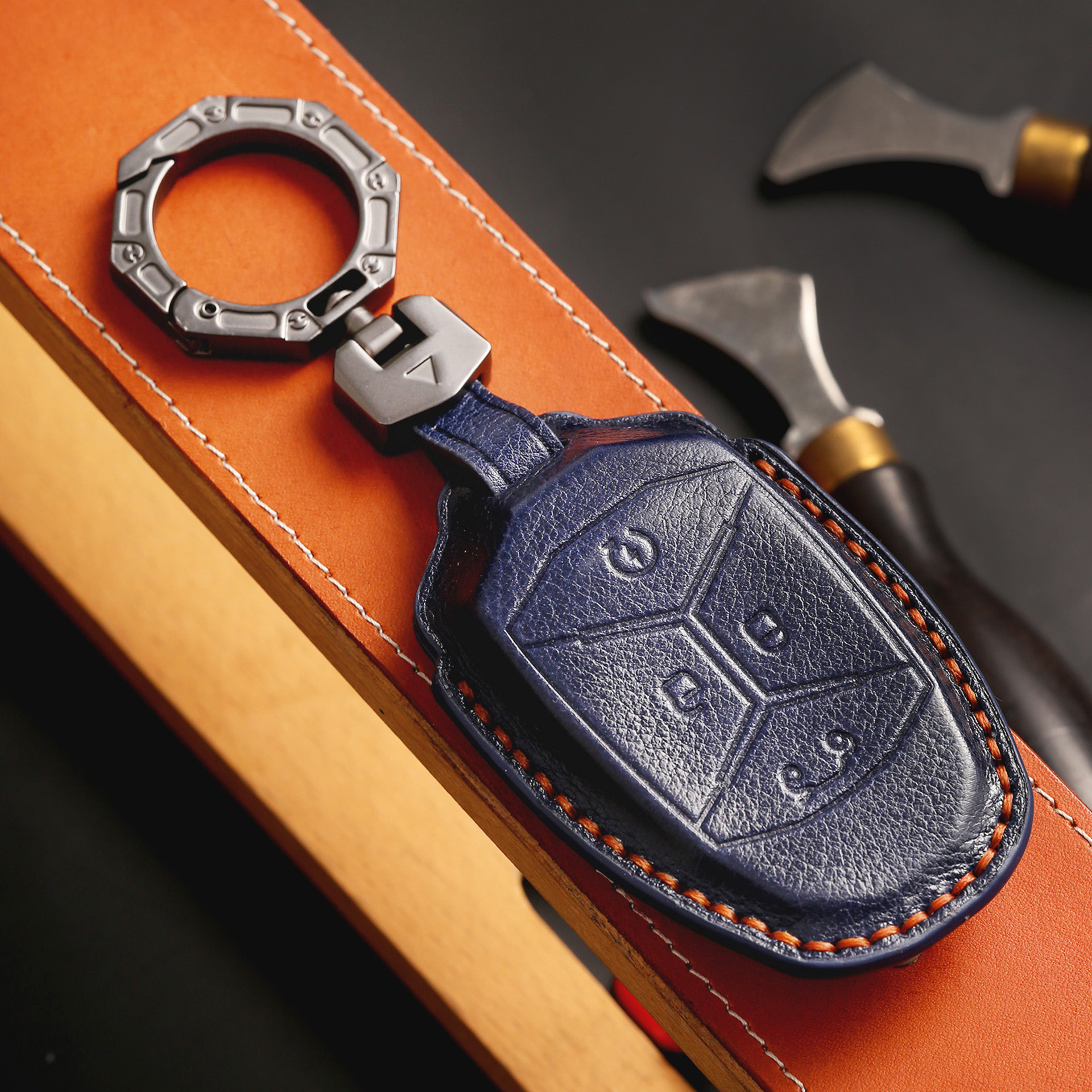 植鞣皮手工真皮领克极氪车钥匙套