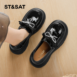 星期六乐福鞋女2025冬季新款女鞋女款爆款鞋子真皮厚底皮鞋小皮鞋