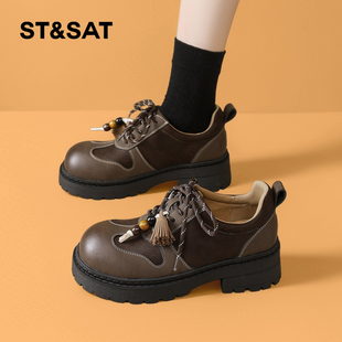 女鞋 女款 爆款 星期六乐福鞋 子厚底制服大头小皮鞋 新款 鞋 女2025秋季