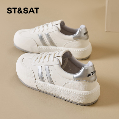 星期六休闲真皮秋鞋秋天学生白鞋