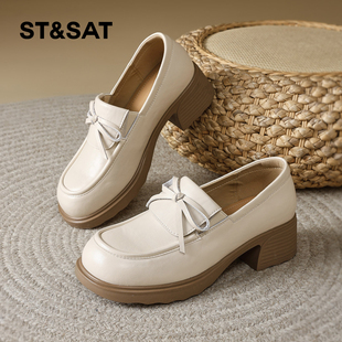 星期六乐福鞋女2025冬季新款女鞋女款爆款鞋子真皮冬款女士小皮鞋