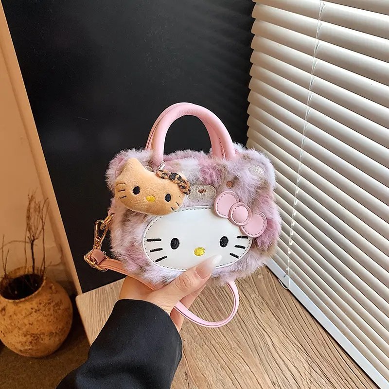 小女孩包包2026新款秋冬流行毛茸茸斜挎包可爱女童外出猫咪手拎包