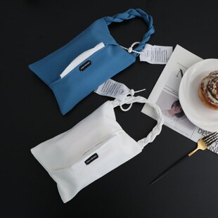 纯色简约挂式车载抽纸盒家居卧室纸巾抽布艺办公桌面纸巾盒纸巾袋