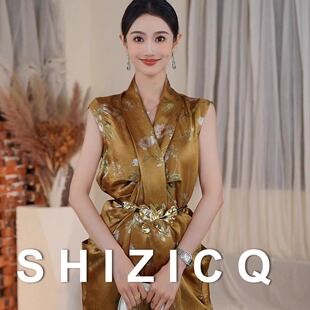 柿子SHIZICQ 金缕雅韵连衣裙禅意气质夏季老钱风松弛百搭宴会裙子
