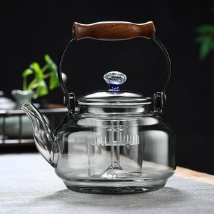 围炉煮茶壶透黑提梁壶玻璃电陶炉煮茶器炭火炉烧水蒸煮一体泡茶壶