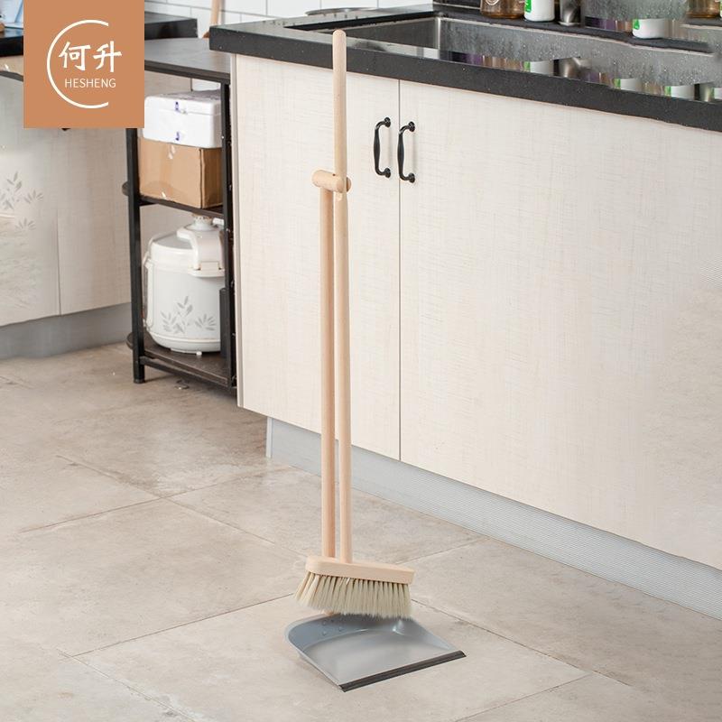 家用电木质尖套簸箕榉木扫把装清洁木柄磨丝笤帚扫574地防静跨境