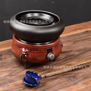 茶炉CYTC 炭烤茶明火温榉茶器套装 100电陶炉煮茶炉木分茶温勺蒸器
