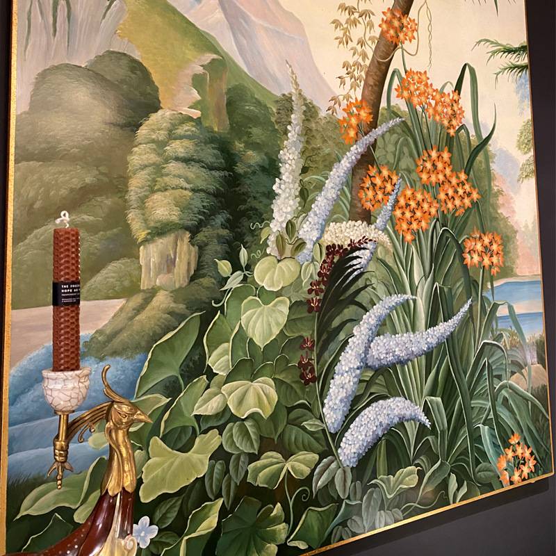 奢华法式新古典手绘风景画长方形实木装饰挂画客厅玄关旗帜木版画图片