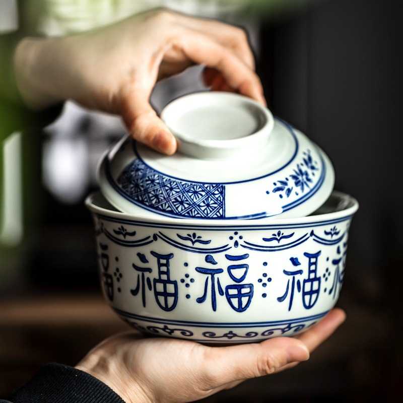 带盖陶瓷碗个人专用精致饭碗泡面碗汤碗家用2025新款福字碗漂亮碗