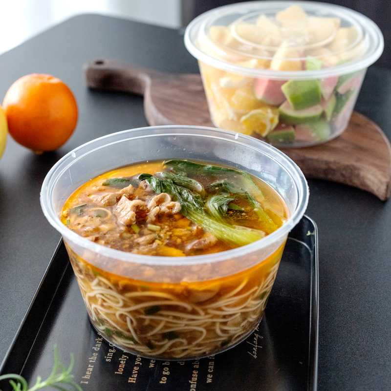 圆形冒菜碗一次性餐盒饭盒外卖打包盒PP塑料加厚长方盒圆汤碗便当