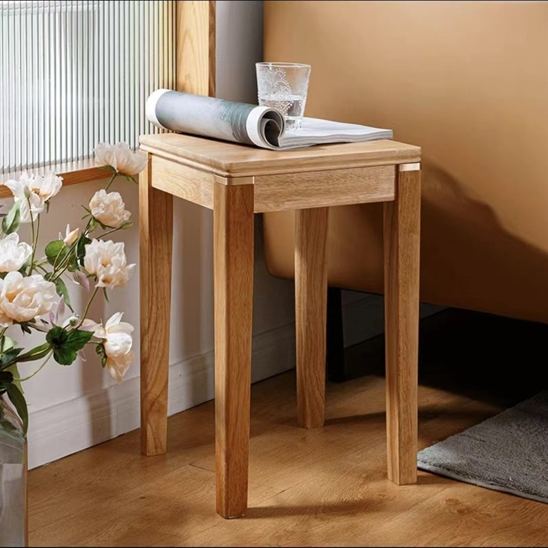 可叠摞凳子家用实木方凳轻奢高级C感板凳网红小凳子客厅矮凳沙发