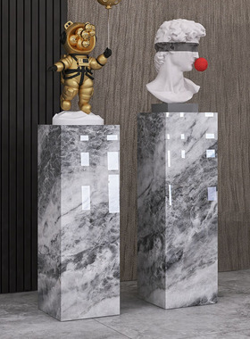 现代落地大理石摆台雕塑底座样板房酒店展厅走廊过道展示台摆件