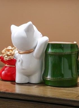 笔筒收纳盒新中式创o意可爱笔筒收纳盒办公室桌面学生轻奢高级感