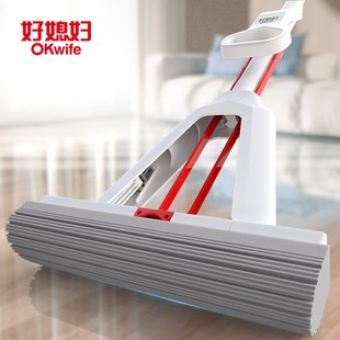 家用一拖净干湿两用吸水免手洗胶棉头拖布 好媳妇海绵拖把2025新款