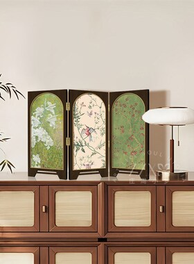 绿色屏风摆件玄关柜客厅桌面摆画电视柜卧室床头柜餐厅家居装饰品