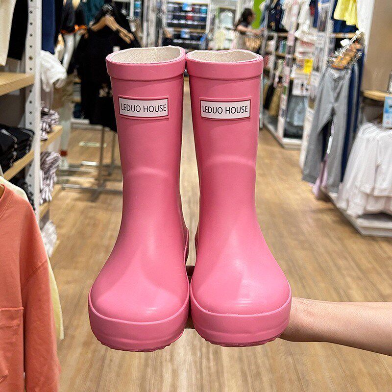 亲子儿童雨鞋女款男童女童学生轻便中筒雨靴防滑大童水鞋成人