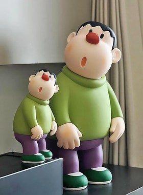 胖虎网红手办公仔玄关电视柜桌面摆件高级感小众客厅落地家居饰品