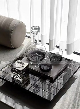 一匚 现代轻奢大理石玻璃酒具组合 样板间售楼处酒店餐厅桌面摆件