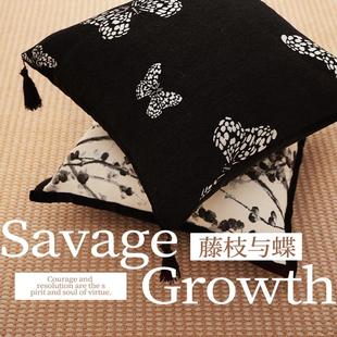 馨生活 抱枕沙发客厅复古中古风睡觉靠枕靠垫抱枕套 蝴蝶 新中式