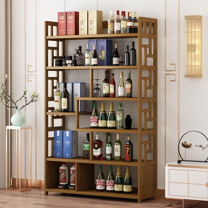 奇具实木红酒架新中式博古架多宝阁葡萄酒展示柜家用酒架子置物架