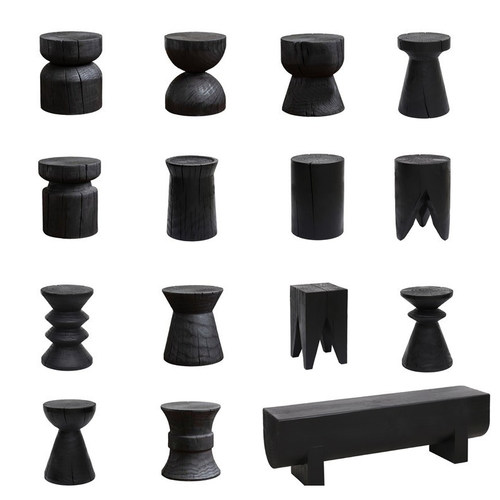 实木墩子碳化黑色侘寂原木凳子民宿边角几摆件木桩根雕矮凳换鞋凳