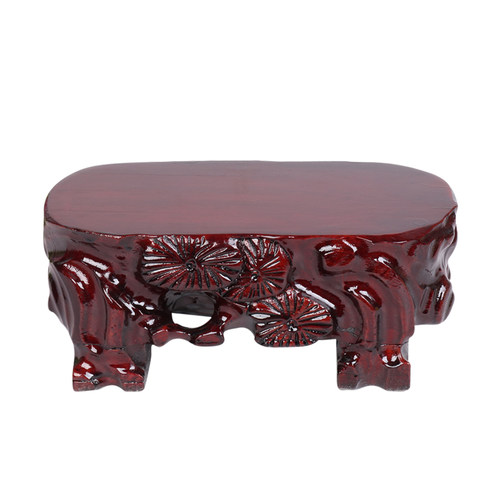 b044j套装奇石底座实木椭圆形可挖槽奇石木底座石头花盆摆件底座