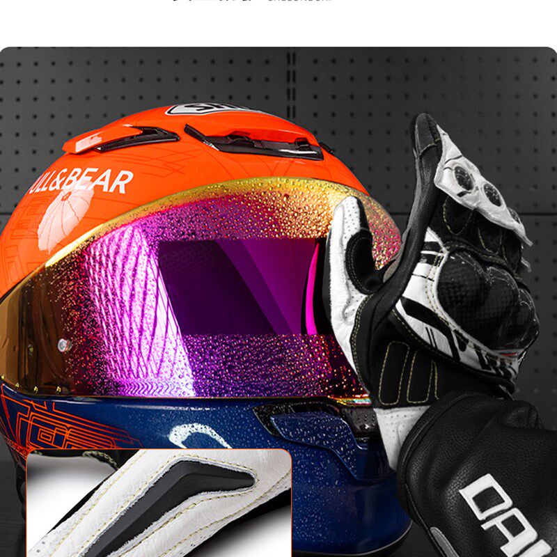 车轮不息碳纤维骑行防护手套防摔四季通用透气可触屏耐磨机车手套