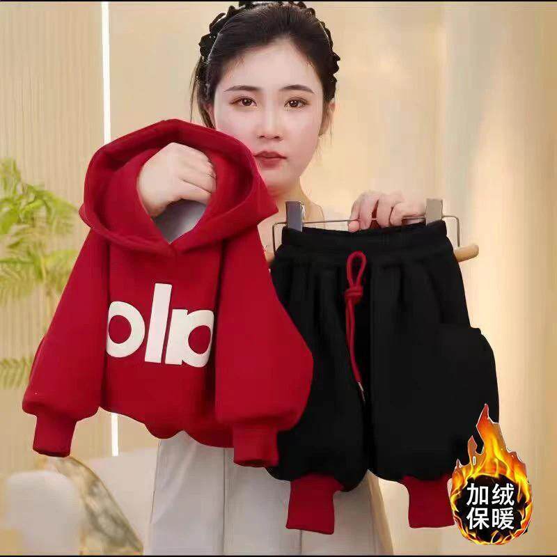 承丰元精品店男童加绒卫衣套装中小童时髦上O衣潮牛仔裤加绒两件