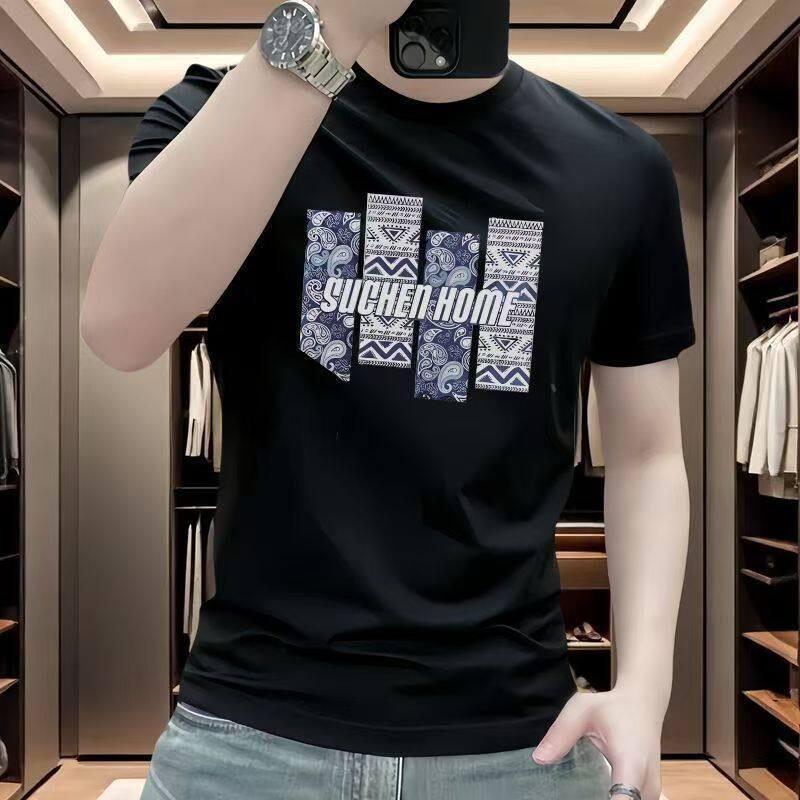 锋界服饰夏季新款重磅百搭短袖T恤男士短t休闲半截袖印花圆领大码