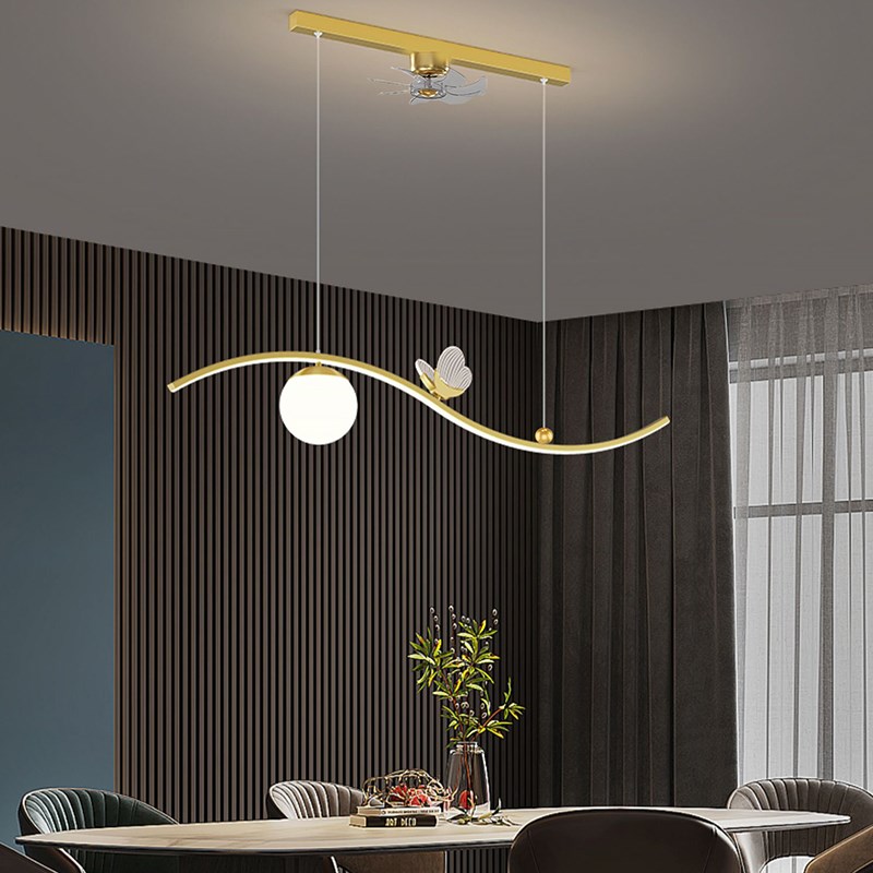 餐厅灯直流e变频节能风扇灯吊灯网红蝴蝶餐厅灯吊扇一体LED灯具