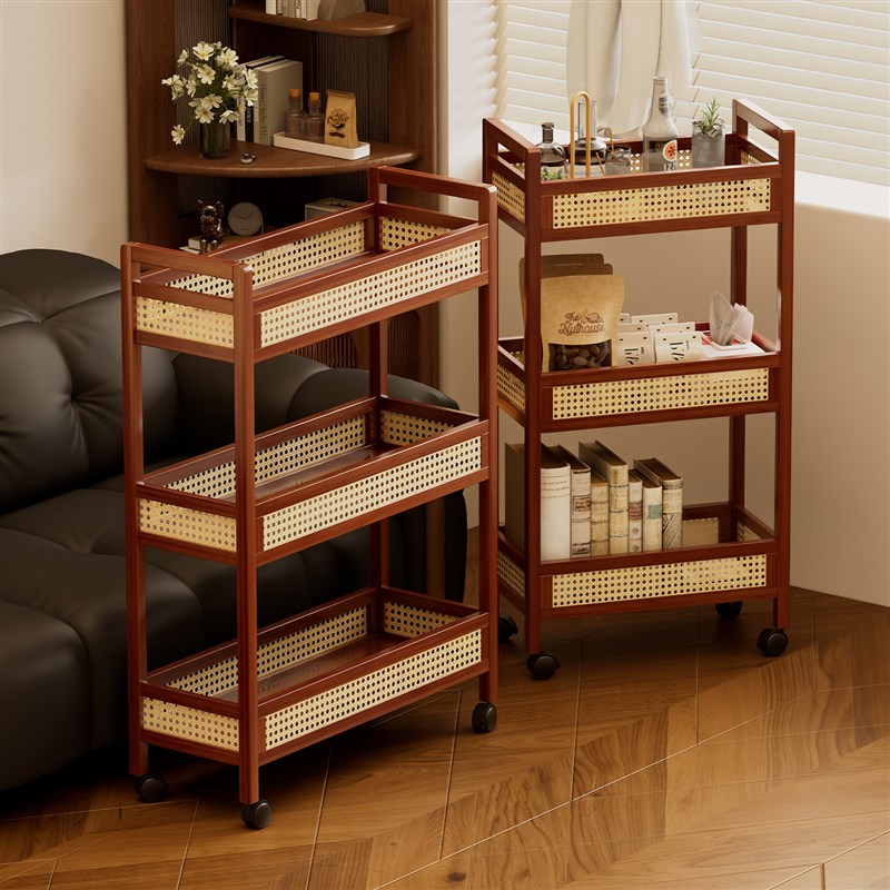 移动置物架零食小推车带轮u可移动边几家用书柜收纳柜一体式收纳