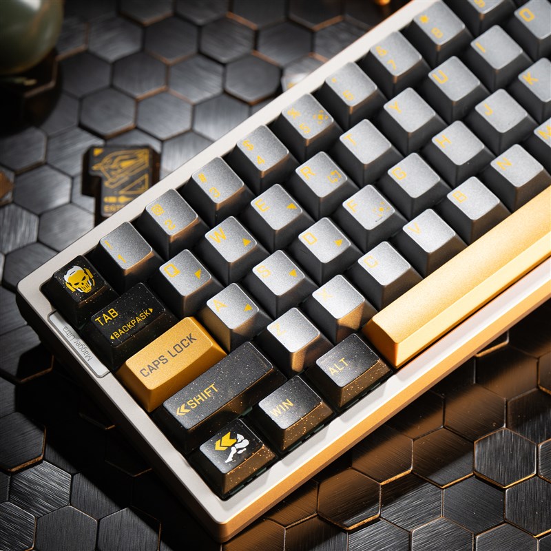 XVX蚀b金玫瑰键帽三角洲红狼主题金属质感机械键盘帽透明PC雾透87