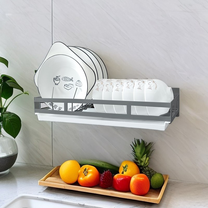 碗架置物架壁挂式不锈钢碗碟沥水架免打孔餐具小型收纳Z碗筷放置