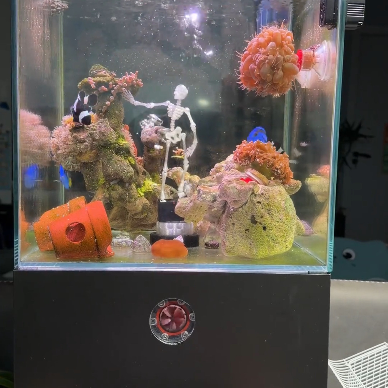 新款趣味摆件可爱2026浴缸造景鱼缸跳舞骷髅人需搭配水妖精气泵