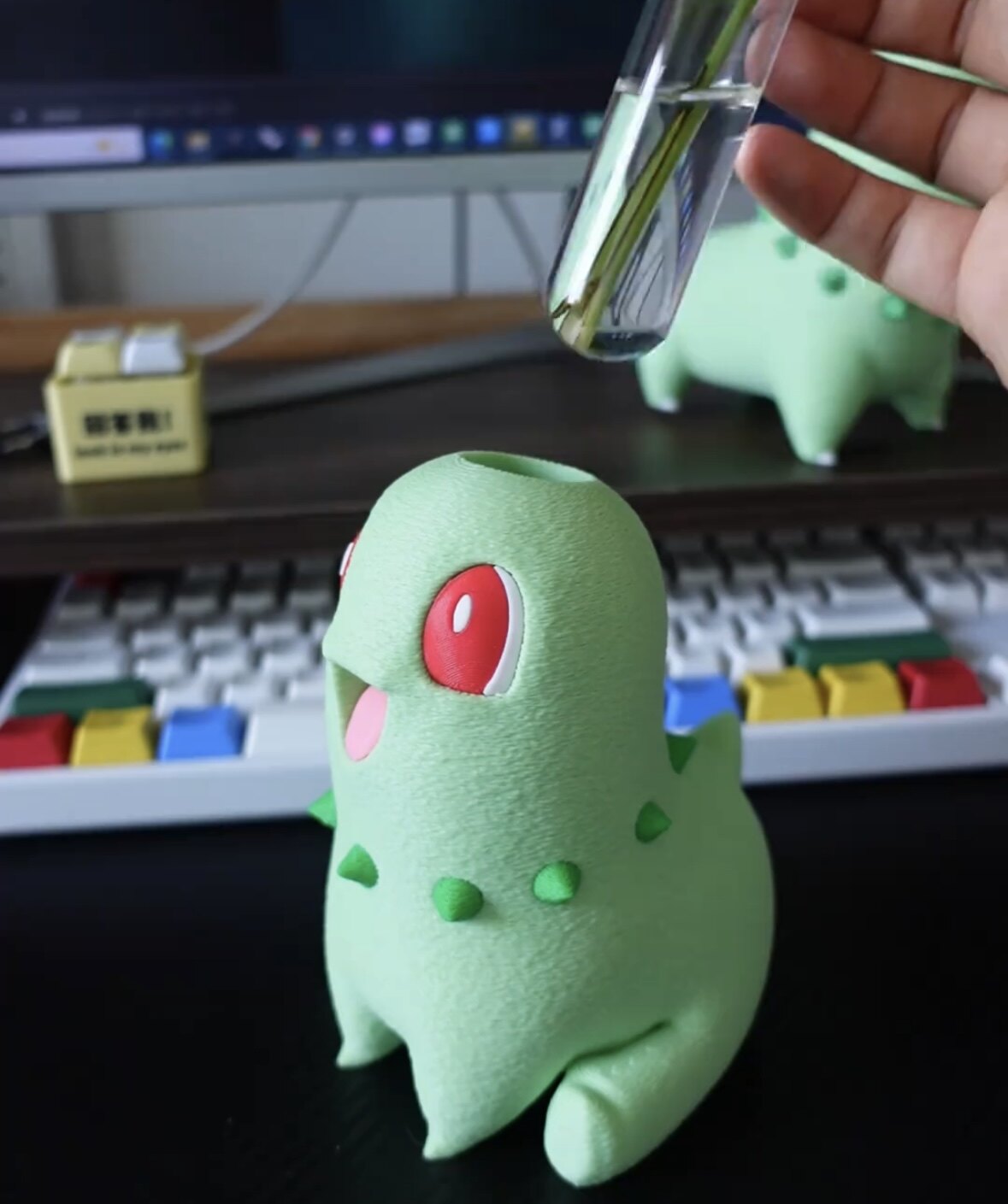 创意3d打印菊草叶花盆萌宠摆件趣味动漫周边精灵神奇宝贝桌面摆件