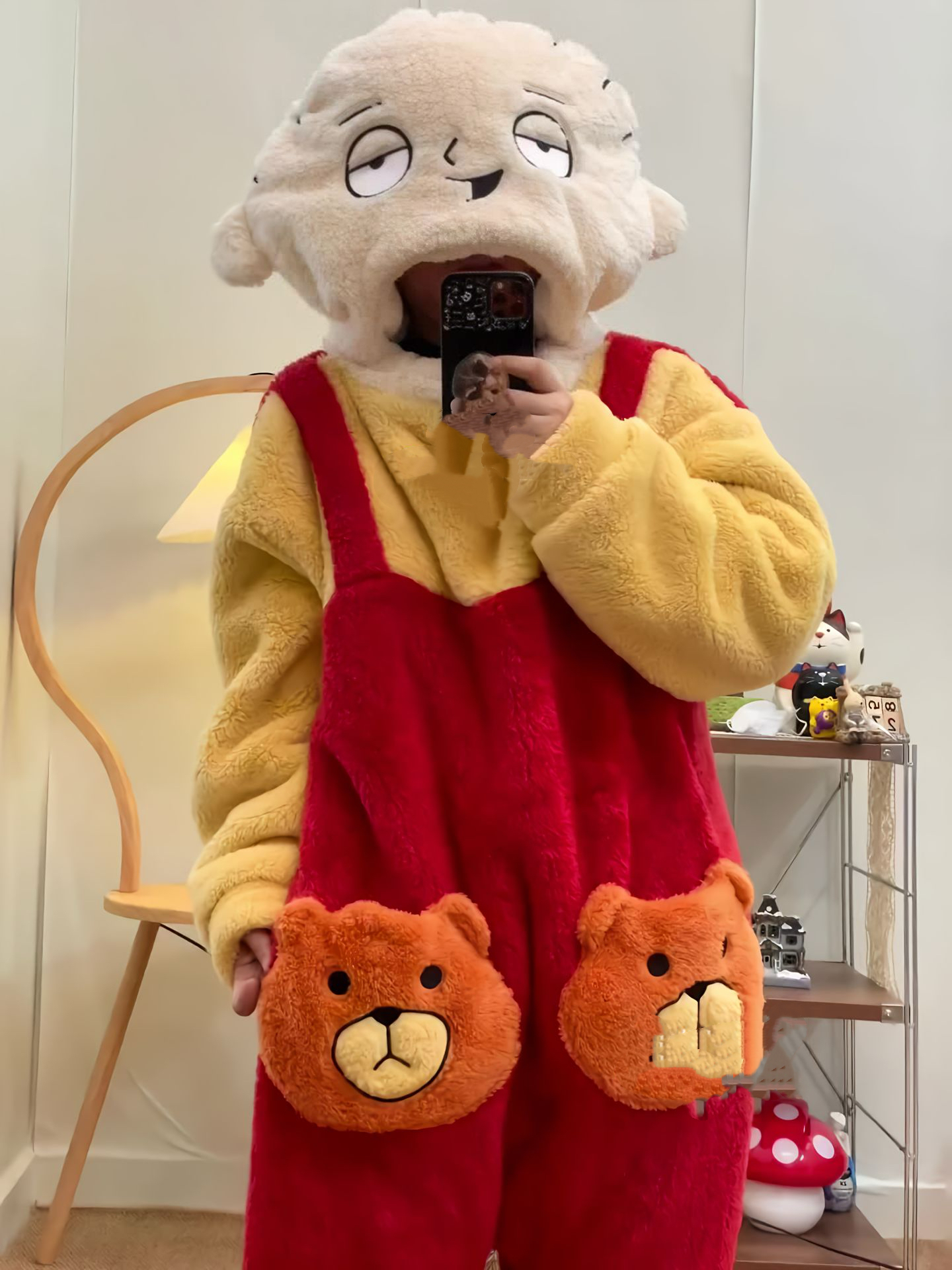 卡通同款可爱连体睡衣珊瑚绒经典款冬季加绒加厚可外穿小众家居服