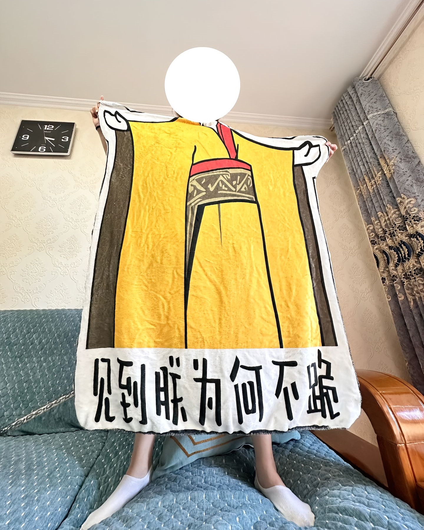 搞怪毯子宿舍床上午休午睡表情包毛毯夏季空调毯龙图见朕为何不跪