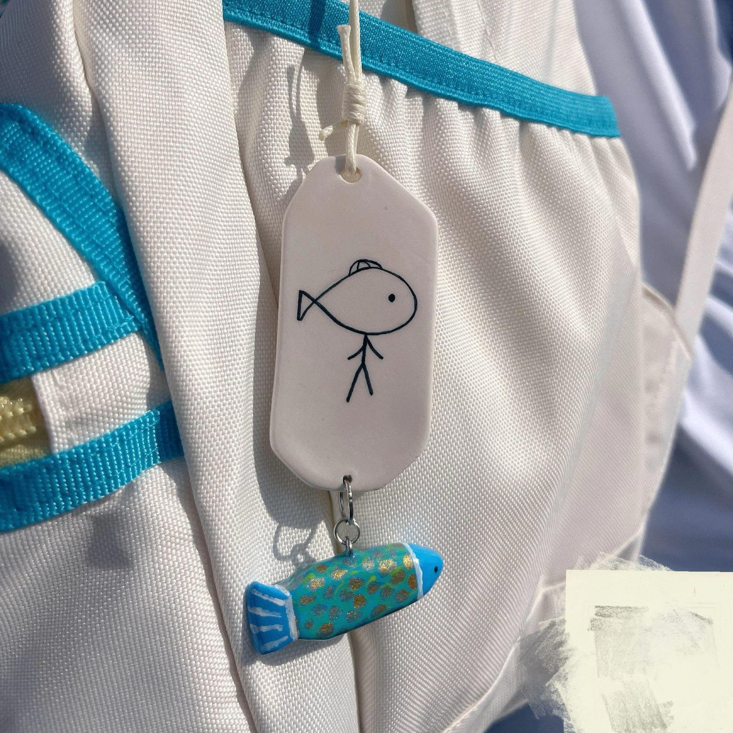 鱼仔石塑粘土挂坠新款可爱包包挂件钥匙扣卡通小鱼装饰品