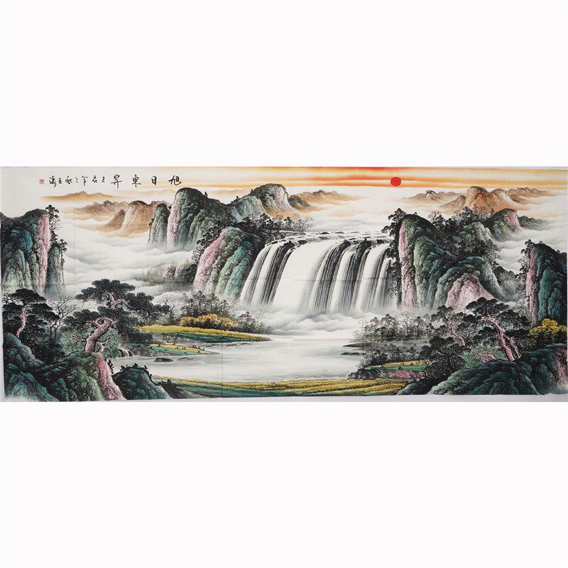 八尺水墨画纯手绘山水画中式客厅办公室装饰画手工国画王涛00002