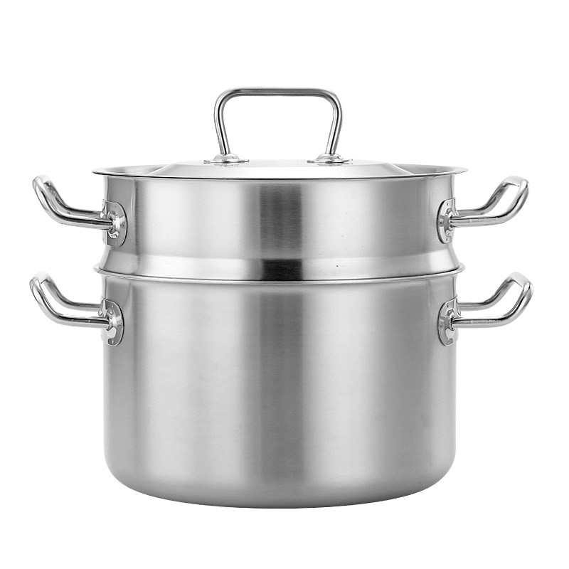 家用304不锈h钢2层蒸锅蒸屉炖锅厨房三层钢一体成型多用24cm汤蒸