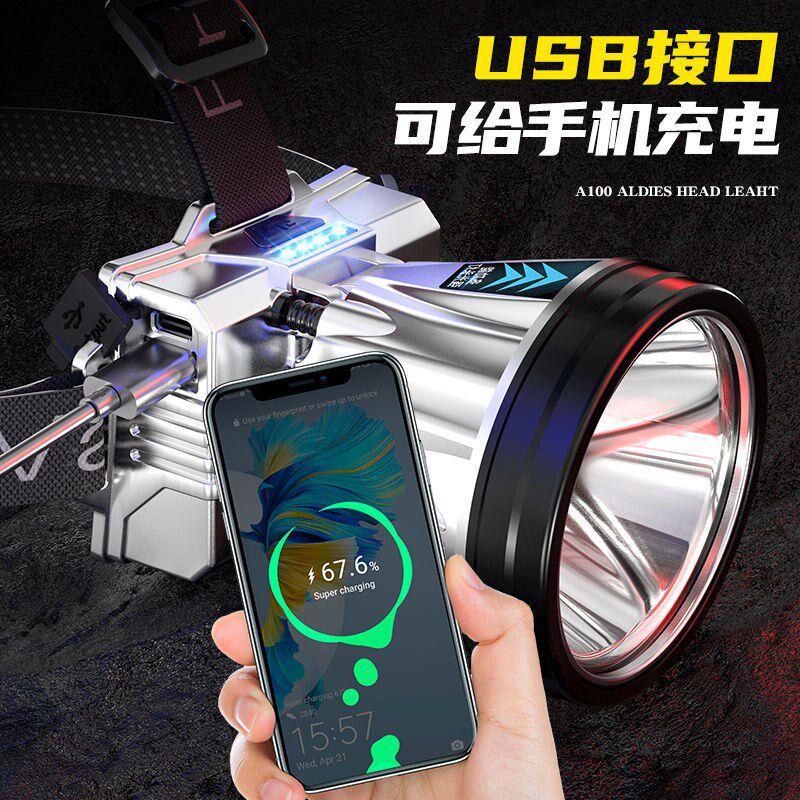 LED强光头灯超亮可充电头戴式手电筒夜钓鱼家用工作矿灯野外远射