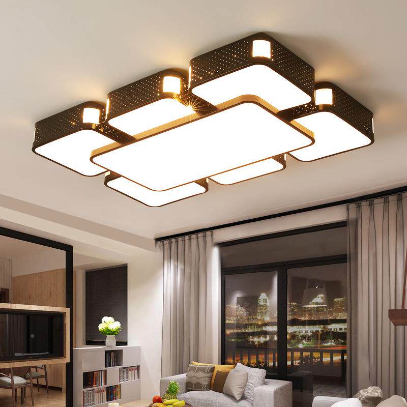 款新厅灯简约现EMM代大气长方家用l形ed吸客顶灯具卧室灯饰