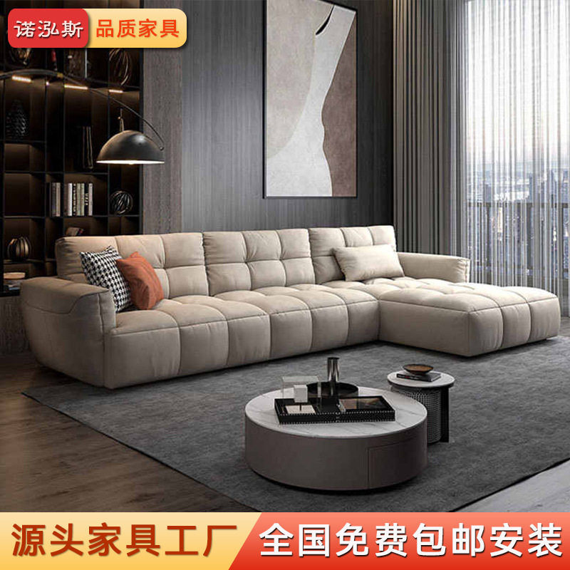 意式极简科技布直排贵妃沙发