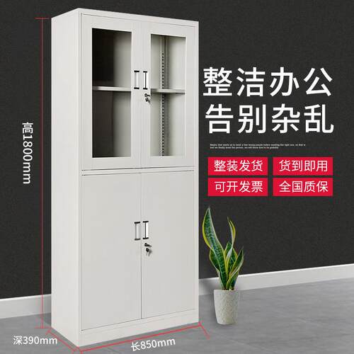 广西南宁CJ-008铁书皮文柜钢制文件柜凭柜柜档案柜资料柜玻璃柜公